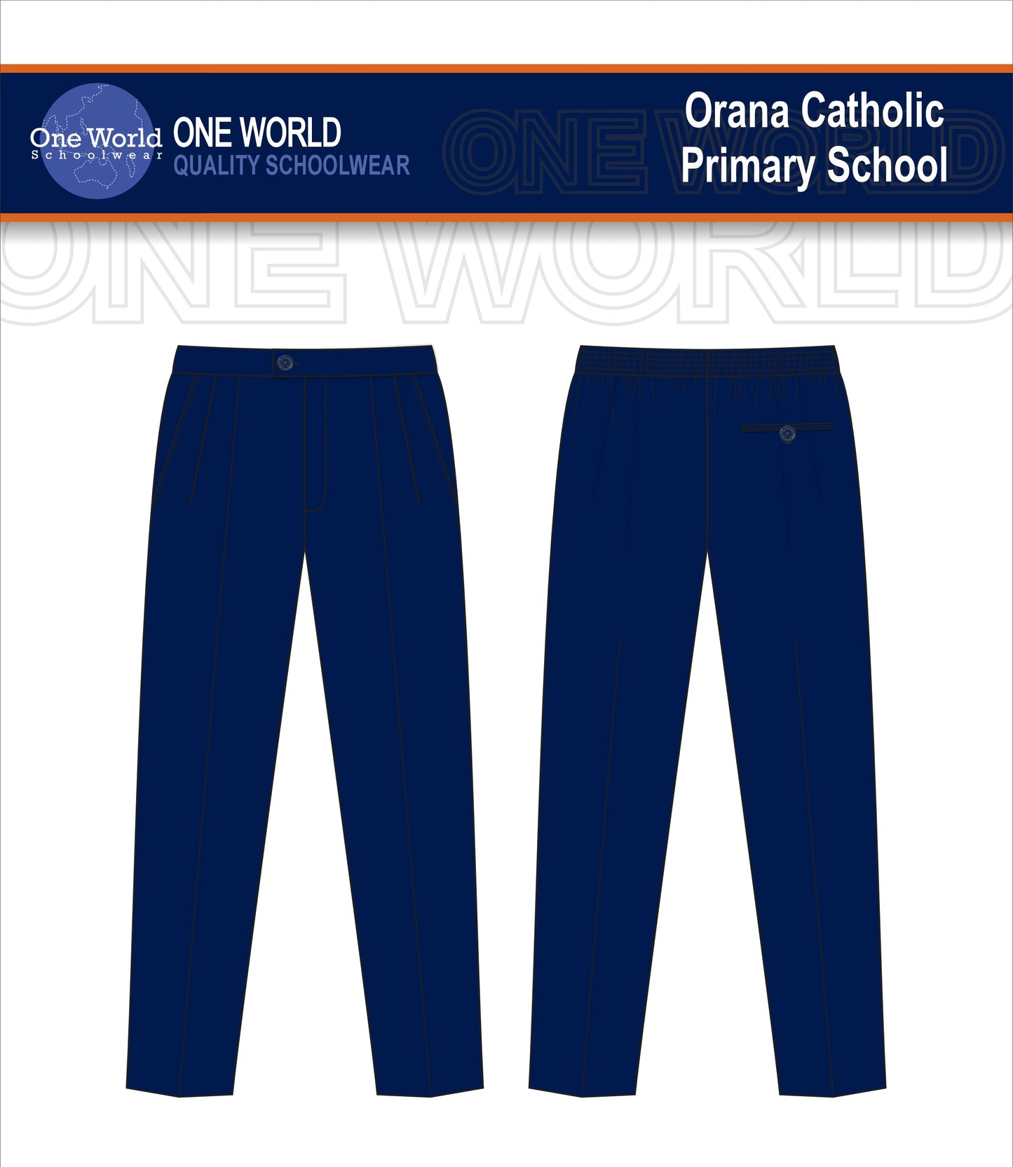 Trouser Elastic Back - Navy