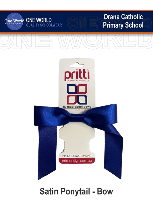 Hair Item - French Navy Satin Ponytail Bow
